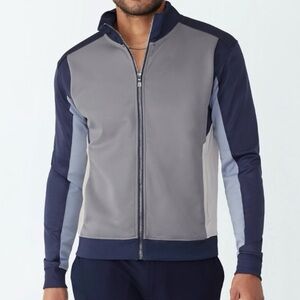 GSTQ Knit Track Jacket Midnight Colorblock Full Zip Blue gray Men’s M NEW